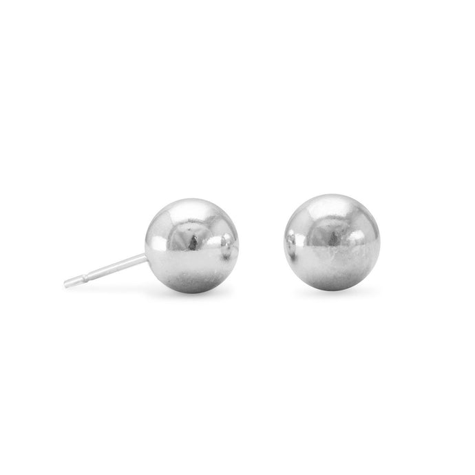 Rhodium Plated 8mm Ball Stud Earrings - SoMag2