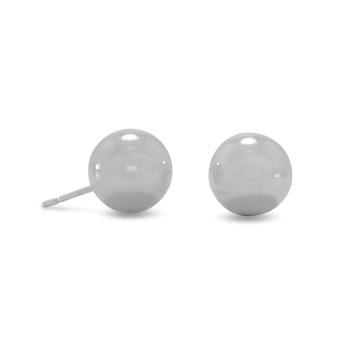 Rhodium Plated 10mm Ball Stud Earrings - SoMag2