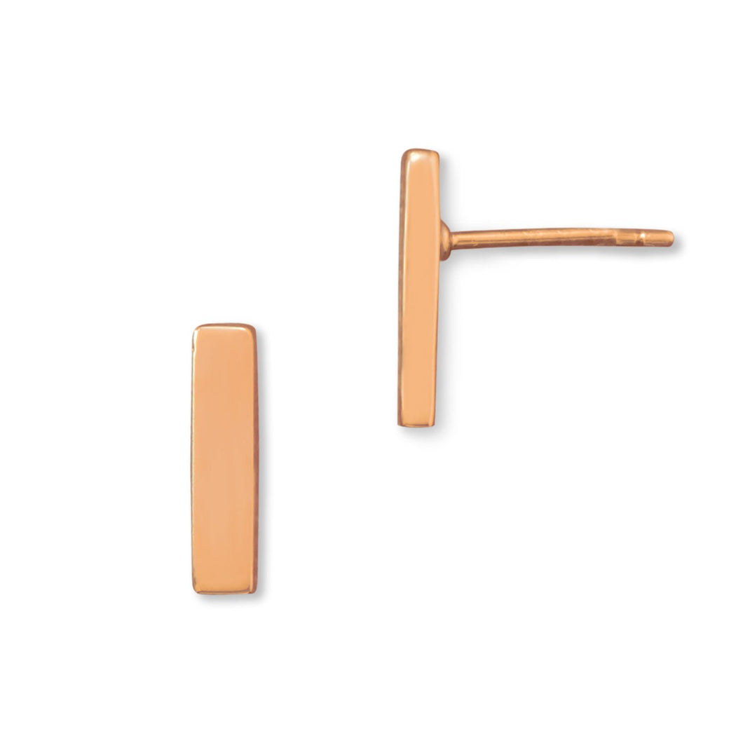 Rose Gold Plated Bar Stud Earrings - SoMag2