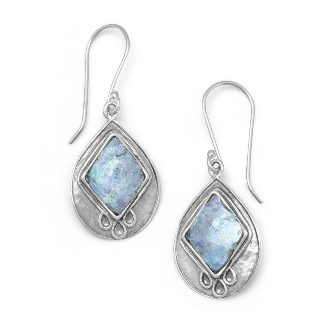 Textured Pear Ancient Roman Glass Earrings - SoMag2