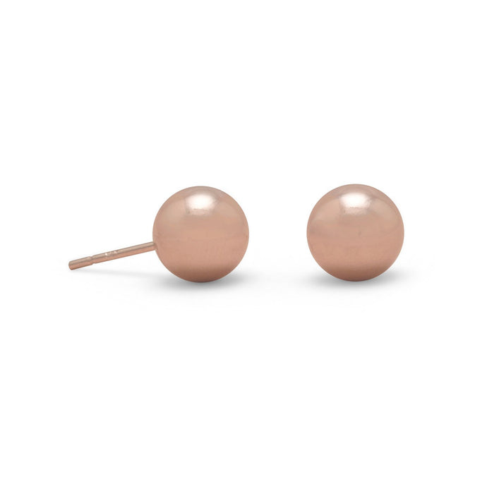 Rose Gold Plated 8mm Ball Stud Earrings - SoMag2