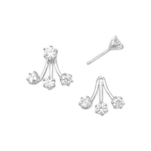 Rhodium Plated CZ Front Back Earrings - SoMag2