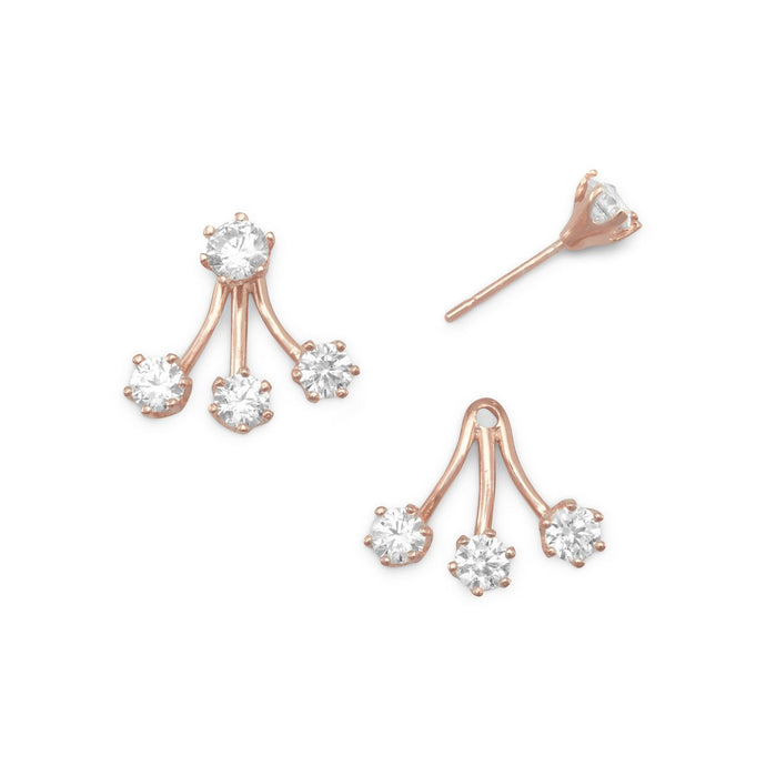 Rose Gold Plated CZ Front Back Earrings - SoMag2