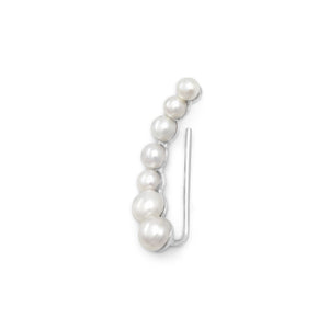 Rhodium Plated Graduated Cultured Freshwater Pearl Ear Climbers - SoMag2
