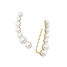 Load image into Gallery viewer, Gold Plated Graduated Cultured Freshwater Pearl Ear Climbers - SoMag2