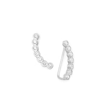 Load image into Gallery viewer, Rhodium Plated Bezel CZ Ear Climbers - SoMag2