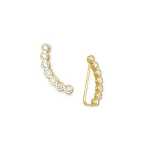 Load image into Gallery viewer, Gold Plated Bezel CZ Ear Climbers - SoMag2