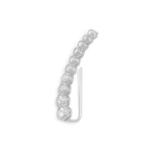 Load image into Gallery viewer, Textured Rhodium Plated Bezel CZ Ear Climbers - SoMag2