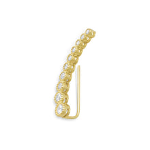 Load image into Gallery viewer, Textured 14 Karat Gold Plated Bezel CZ Ear Climbers - SoMag2
