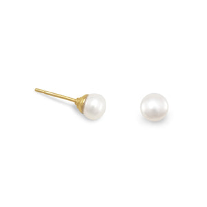 Gold Plated Cultured Freshwater Pearl Stud Earrings - SoMag2