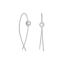 Load image into Gallery viewer, Rhodium Plated Thin Wire with Bezel CZ Earrings - SoMag2