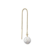 Load image into Gallery viewer, Single Cultured Freshwater Coin Pearl Threader Earring - The Southern Magnolia Too
