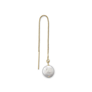 Single Cultured Freshwater Coin Pearl Threader Earring - The Southern Magnolia Too