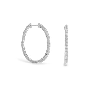 Rhodium Plated CZ In/Out Hoop Earrings - SoMag2