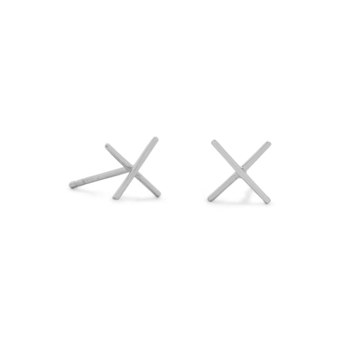 Rhodium Plated 'X' Stud Earrings - SoMag2