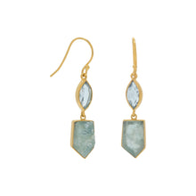 Load image into Gallery viewer, Gold Plated Blue Topaz and Aquamarine Drop Earrings - SoMag2