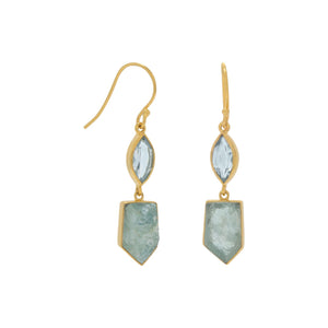 Gold Plated Blue Topaz and Aquamarine Drop Earrings - SoMag2