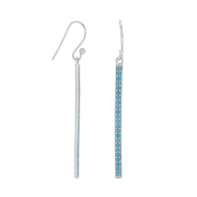 Rhodium Plated Nano Turquoise Bar Earrings - SoMag2