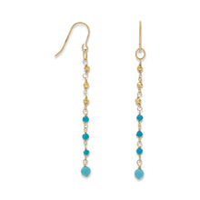Load image into Gallery viewer, Gold Plated French Wire Earrings with Reconstituted Turquoise Beads - SoMag2