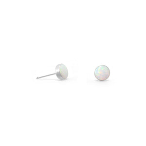 Synthetic White Opal Button Studs - SoMag2