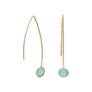 Gold Plated Green Hydro Glass Wire Earrings - SoMag2
