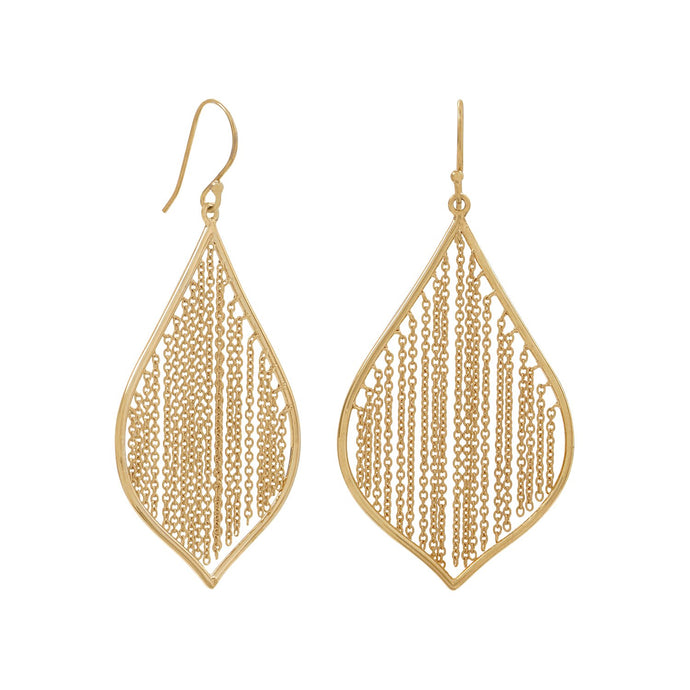 Gold Plated Fringe Leaf Earrings - SoMag2