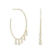 Load image into Gallery viewer, Gold Plated Dangling CZ Hoops - SoMag2