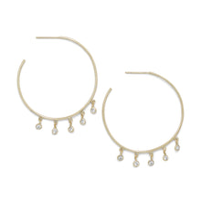 Load image into Gallery viewer, Gold Plated Dangling CZ Hoops - SoMag2