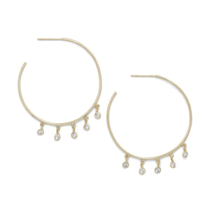 Gold Plated Dangling CZ Hoops - SoMag2