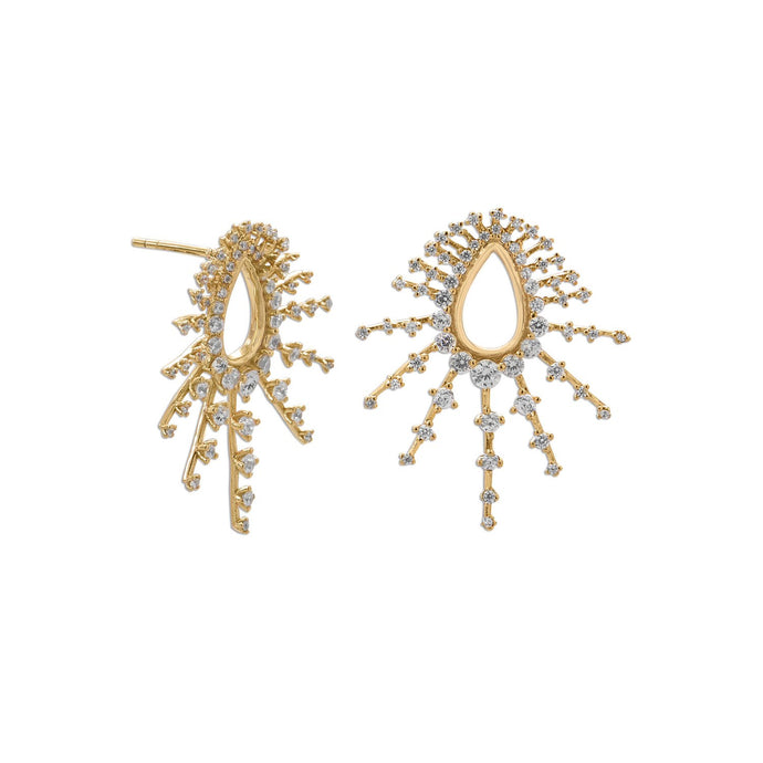 Gold Plated Bursting CZ Post Earrings - SoMag2