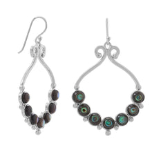 Load image into Gallery viewer, Polished Paua Shell Outline and Bead Design French Wire Earrings - SoMag2