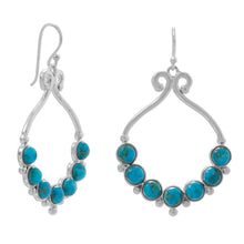 Load image into Gallery viewer, Polished Reconstituted Turquoise Outline and Bead Design French Wire Earrings - SoMag2
