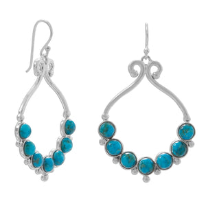 Polished Reconstituted Turquoise Outline and Bead Design French Wire Earrings - SoMag2