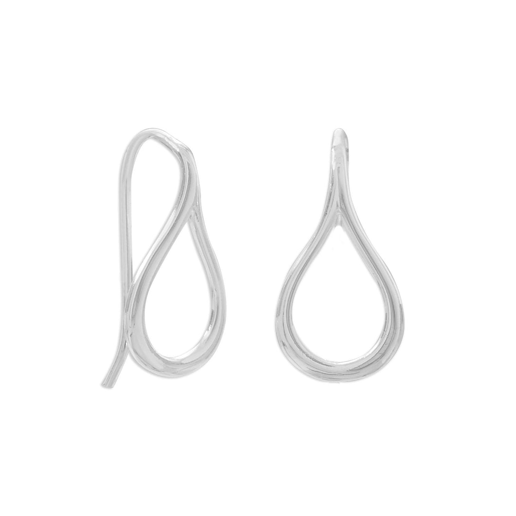 Small Polished Raindrop Outline Wire Earrings - SoMag2