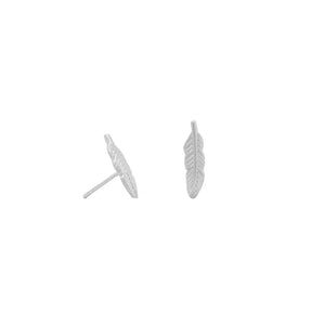 Rhodium Plated Feather Stud Earrings - SoMag2
