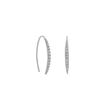 Load image into Gallery viewer, Rhodium Plated Graduated CZ Vertical Bar Earrings - SoMag2