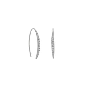 Rhodium Plated Graduated CZ Vertical Bar Earrings - SoMag2