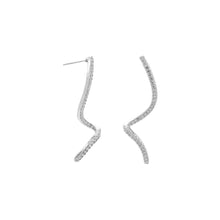 Load image into Gallery viewer, Rhodium Plated Spiral CZ Post Earrings - SoMag2
