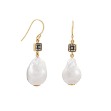 Load image into Gallery viewer, Gold Plated CZ and Baroque Culture Freshwater Pearl Earrings - SoMag2