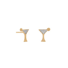Load image into Gallery viewer, Gold Plated CZ Martini Stud Earrings - SoMag2