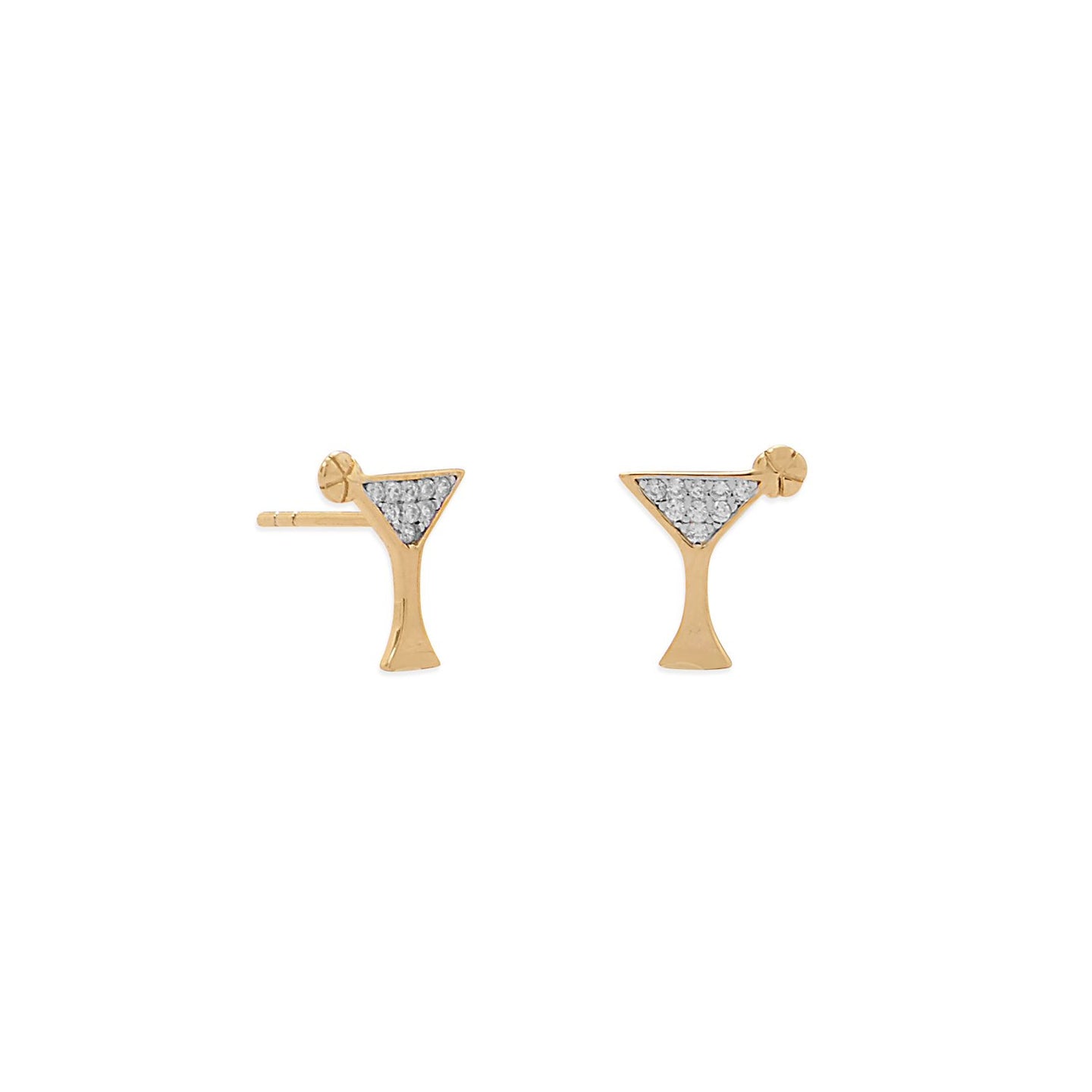 Gold Plated CZ Martini Stud Earrings - SoMag2