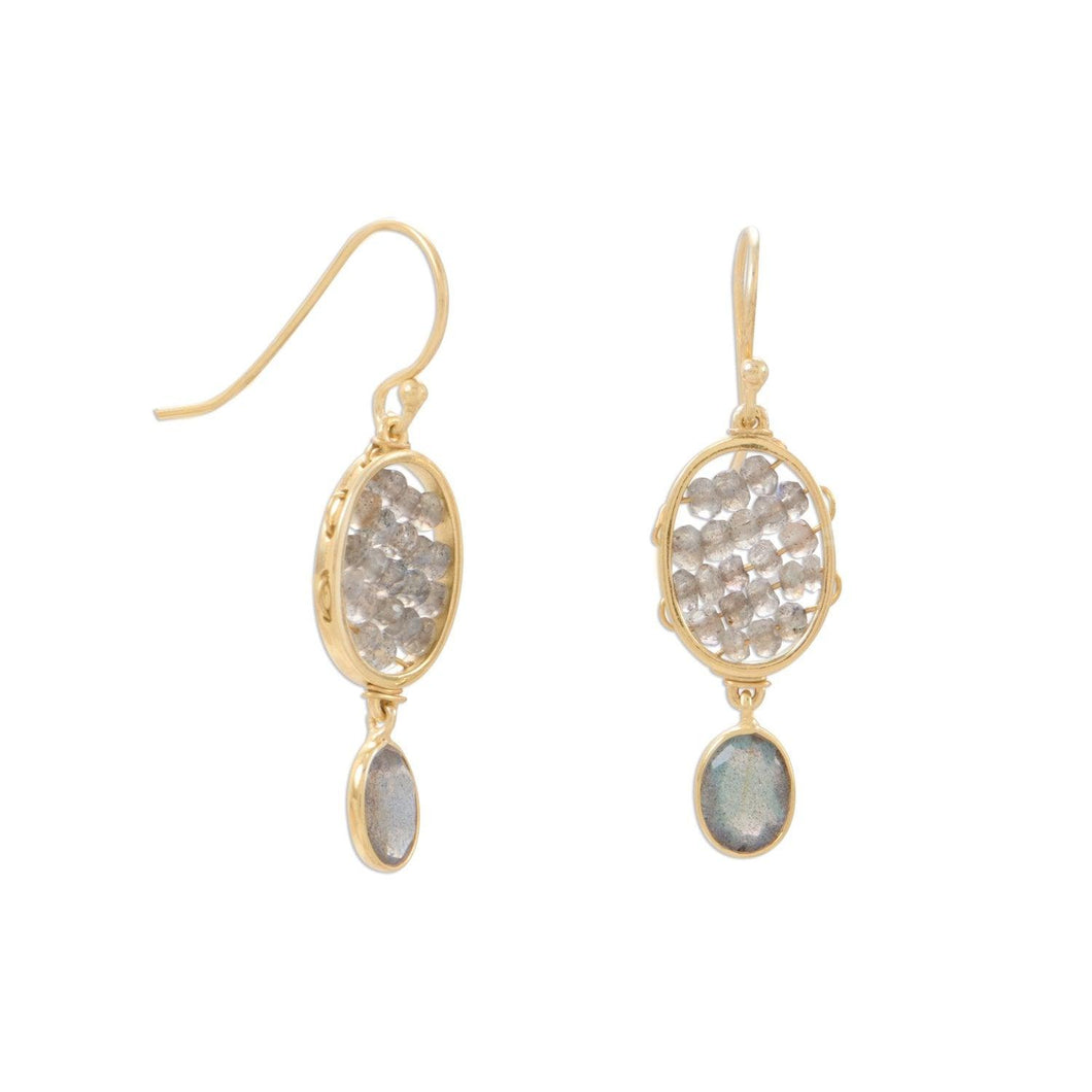 Gold Plated Labradorite French Wire Earrings - SoMag2