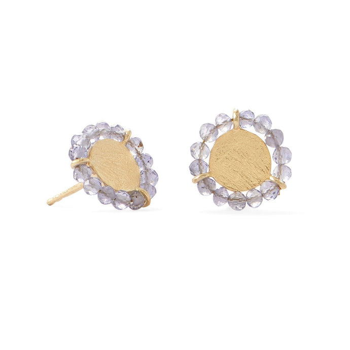 Gold Plated Bead Edge Post Earrings - SoMag2