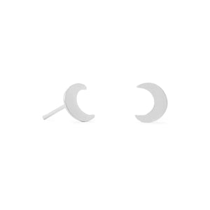 Small Polished Crescent Moon Stud Earrings - SoMag2