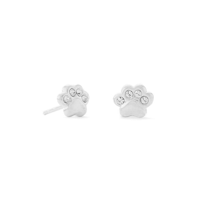 Polished Crystal Paw Print Stud Earrings - SoMag2