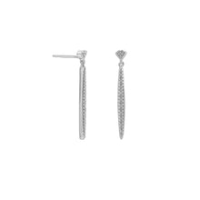 Load image into Gallery viewer, Rhodium Plated Vertical Bar Post Earrings with Diamonds - SoMag2