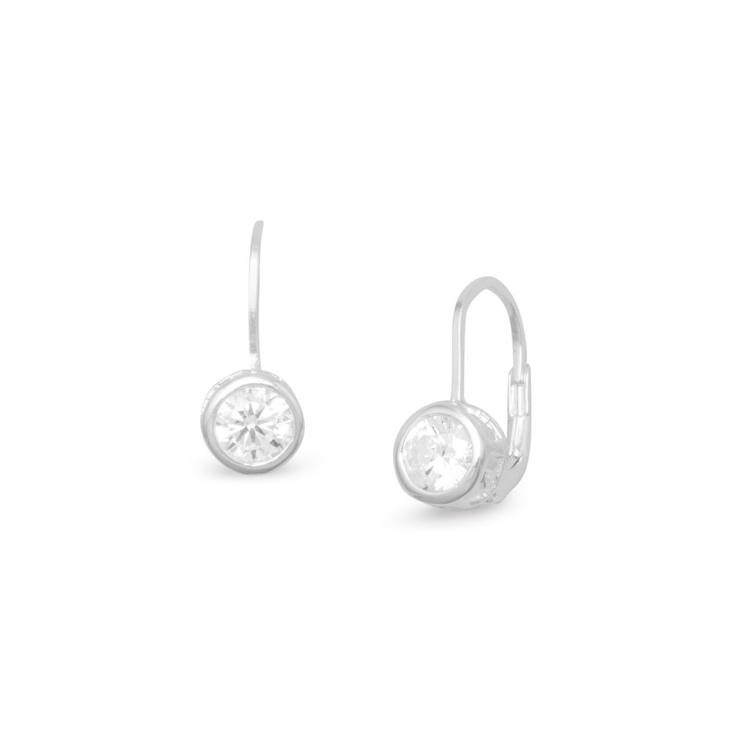 Silver Bezel CZ Lever Earrings - SoMag2