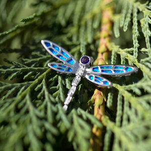 Synthetic Opal and CZ Silver Dragonfly Slide - SoMag2