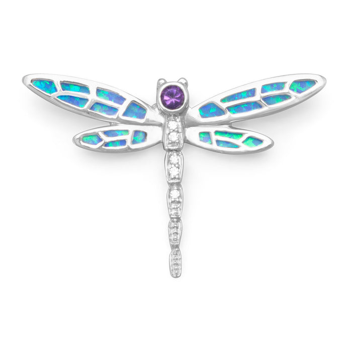 Synthetic Opal and CZ Silver Dragonfly Slide - SoMag2