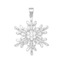 Load image into Gallery viewer, Rhodium Plated CZ Snowflake Pendant - SoMag2